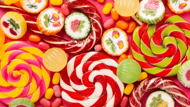 Free Photo | Close-up view of colorful delicious lollipop