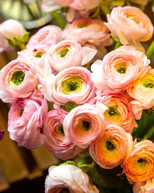Free Photo | Close up view of pink ranunculus flowers bouquet
