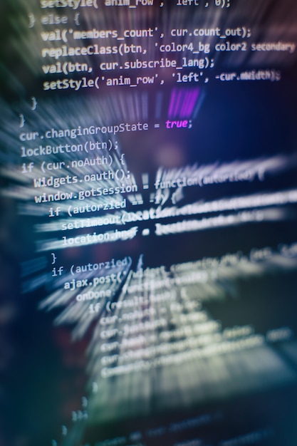 Premium Photo | Closeup developing programming and coding technologies ...