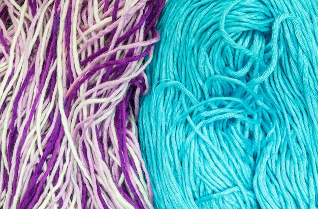 Premium Photo | Closeup pile of colorful yarn texture background