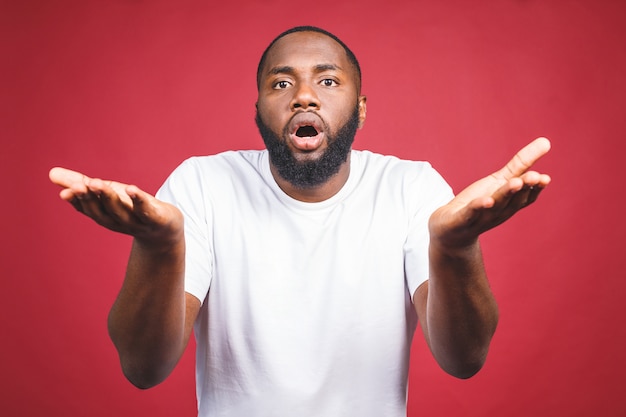 Premium Photo | Closeup portrait of young african man, arms out asking ...