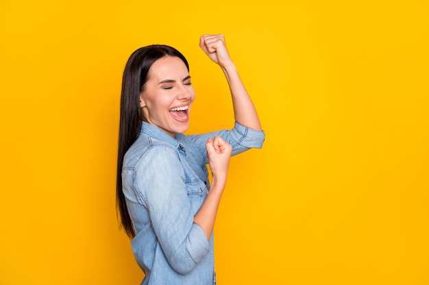 Premium Photo | Closeup profile side view portrait of ecstatic girl ...