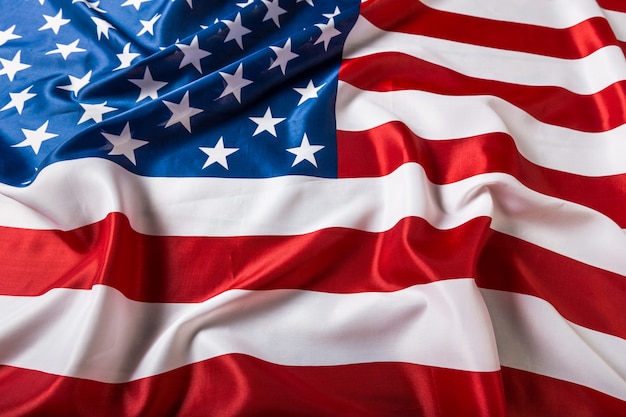 Premium Photo | Closeup of ruffled american flag