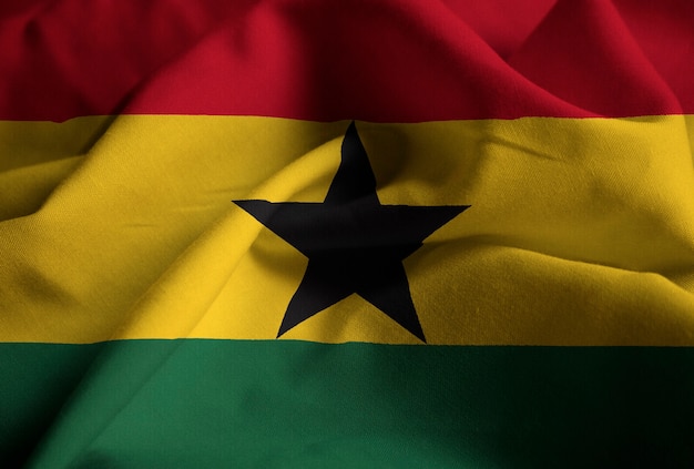 Premium Photo | Closeup of ruffled ghana flag, ghana flag blowing in wind