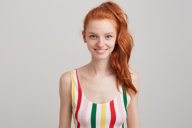 Free Photo | Closeup of smiling attractive redhead young woman with ...