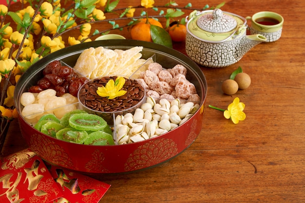 Closeup Traditional Vietnamese Snacks Desserts Dish Table 1098 19105 