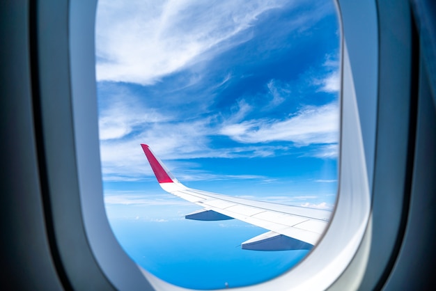 Premium Photo | Clouds and sky as seen through window of an aircraft