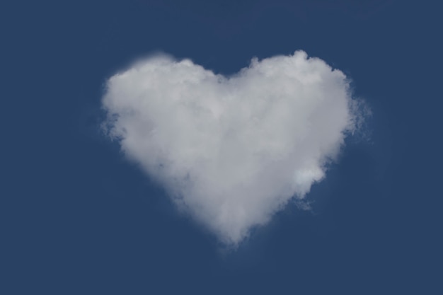青い空にハート形の曇り クラウドの心 プレミアム写真