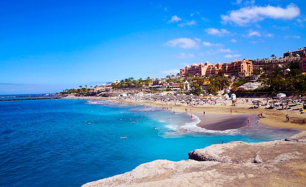 Premium Photo | Coastal view of el duque beach in costa adeje, tenerife ...