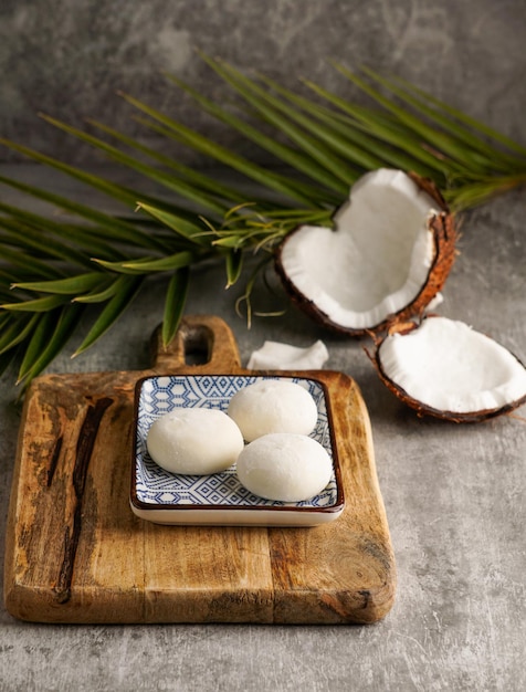 Premium Photo Coconut Mochi Ice Cream Japanese Frozen Mochi