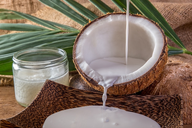 Premium Photo | Coconut with coconut milk