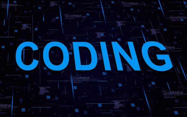 Premium Photo | Coding text with code elements and lights lines
