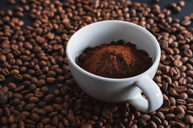 Premium Photo | Coffee powder in a coffee cup