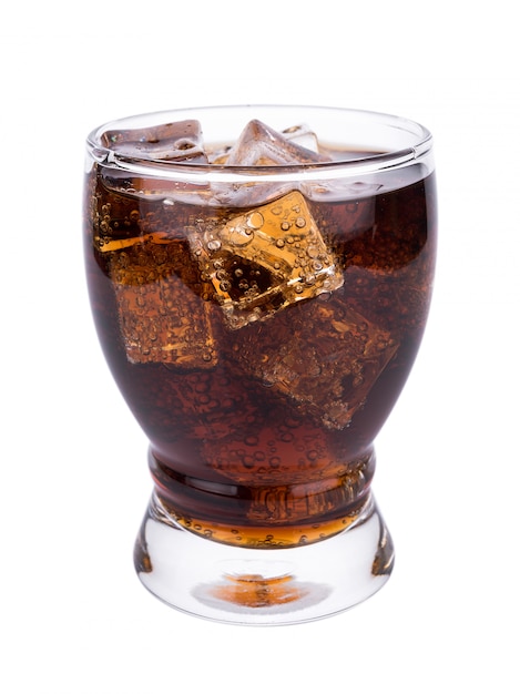 Premium Photo Cola In Glass With Ice Cubes On White Background 2972