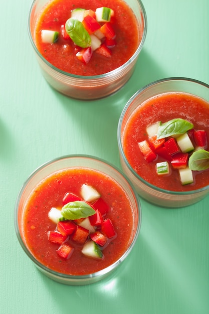 Premium Photo | Cold gazpacho soup in glass