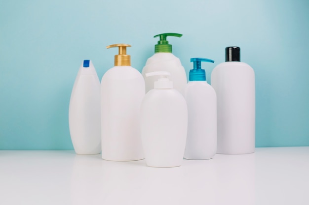 Collection of blank cosmetics bottles Free Photo