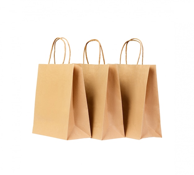 Premium Photo | Collection of brown paper bag isolated on white background