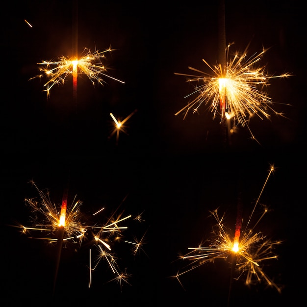 Premium Photo | Collection of burning sparklers