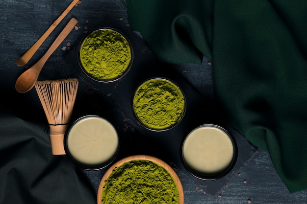 Free Photo | Collection of powder green teas