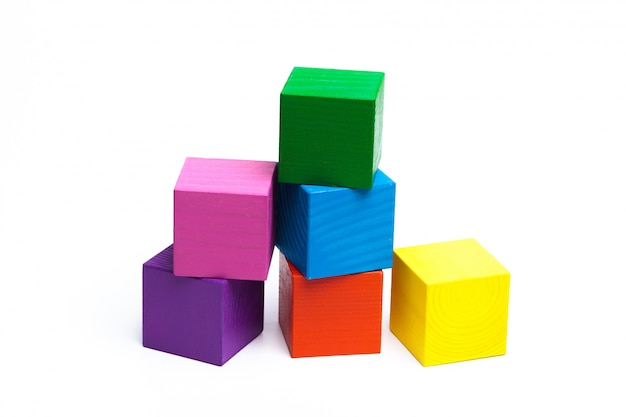 Premium Photo | Colored children cubes on white isolated