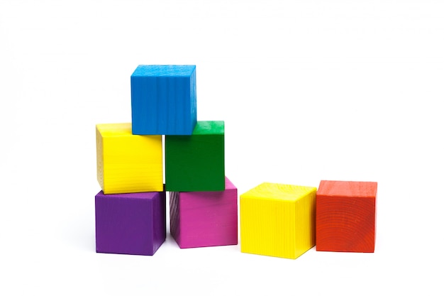 Premium Photo | Colored children cubes on white isolated