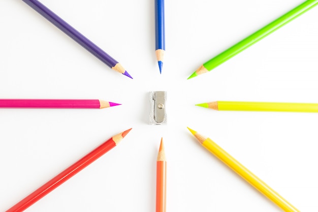 Premium Photo | Colored pencils forming a circle with a pencil ...