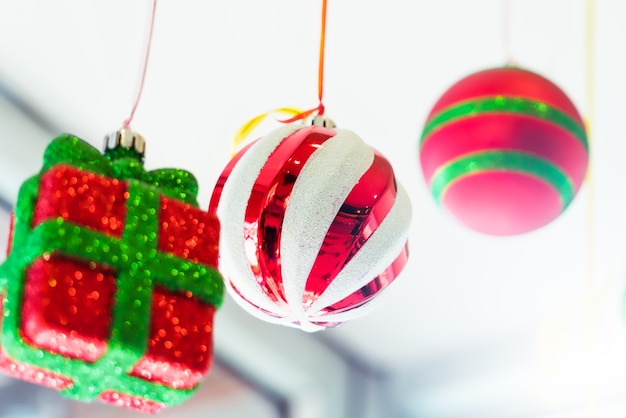 Colorful Ball And Gift Box Mobile Hanging On The Ceiling Photo