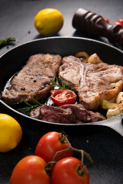 Premium Photo | Colorful beef steak and vegetable steaks