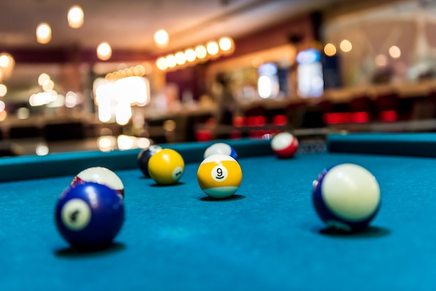 Premium Photo | Colorful billiard balls on table, game and gambling