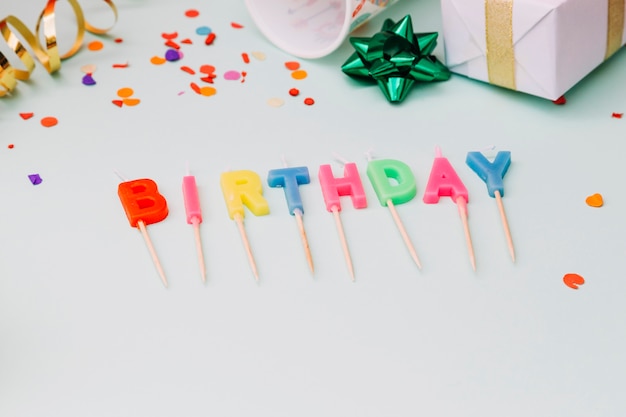 Free Photo | Colorful birthday word on white background