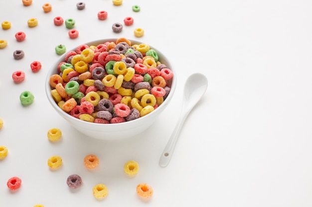 Colorful cereal bowl with copy space Photo | Free Download