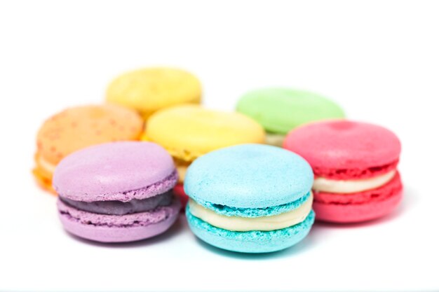 Premium Photo | Colorful macaroons on the white background