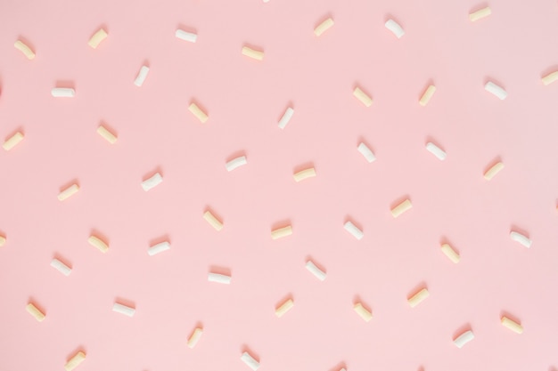 Premium Photo Colorful Marshmallow Pattern On Pastel Pink Background Flat Lay Top View