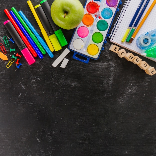 Free Photo | Colorful new supplies for school