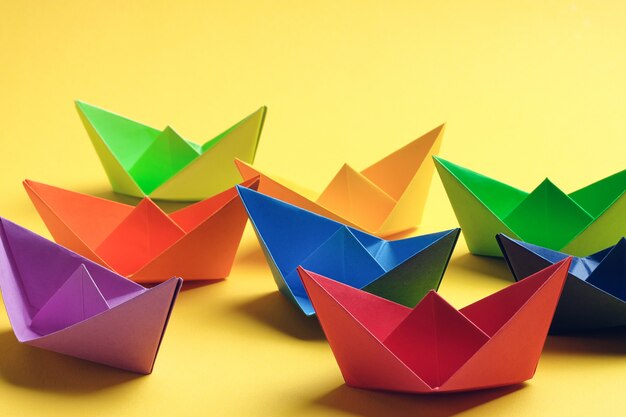 Colorful paper boats | Premium Photo