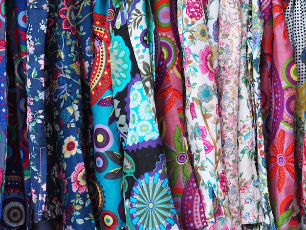 Colorful rolls of fabric pattern backgrounds. Premium Photo