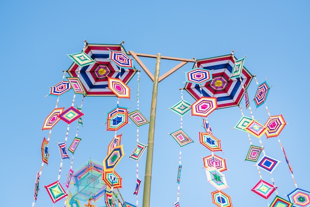 Premium Photo | Colorful tung flag festival in phra that ya khu kalasin ...