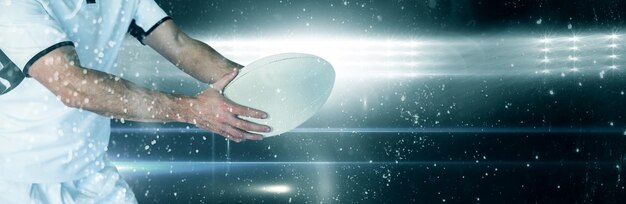 Premium Photo Composite Image Of Midsection Of Rugby Player Holding