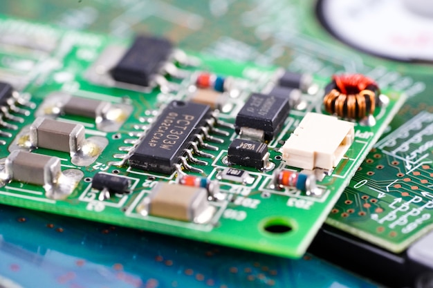 Computer circuit cpu main board electronics device Premium Photo