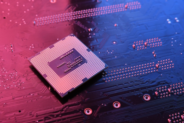 Premium Photo | Computer cpu processor chip on circuit board ,motherboard