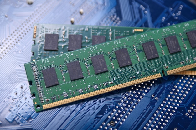 Premium Photo | Computer memory ram on motherboard . close up. system ...