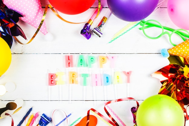 Premium Photo | Concept birthday party on white background top view pattern