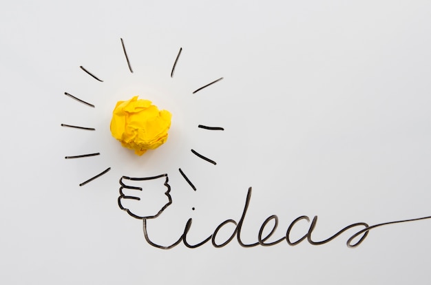 Concept creative idea and innovation with paper ball as a light bulb Free Photo