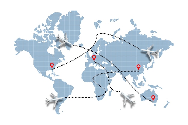 Premium Photo  Concept of different paths of aircraft flight on the 