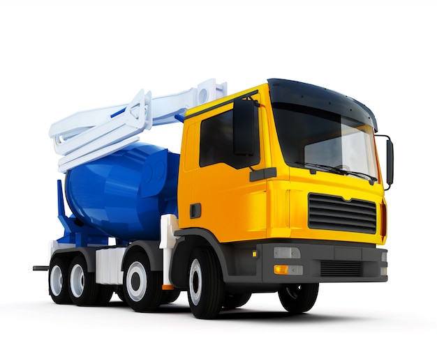 Download Concrete mixer truck on white | Premium Photo