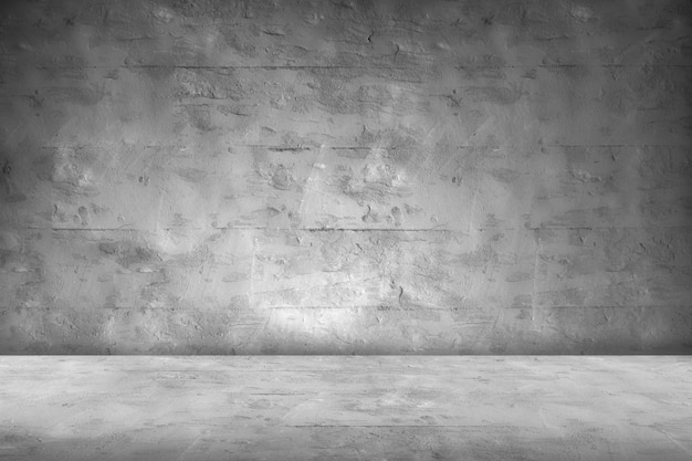 コンクリートの壁の背景シーンテキストまたは画像のためのスペースとセメントの床と暗い空の部屋 プレミアム写真