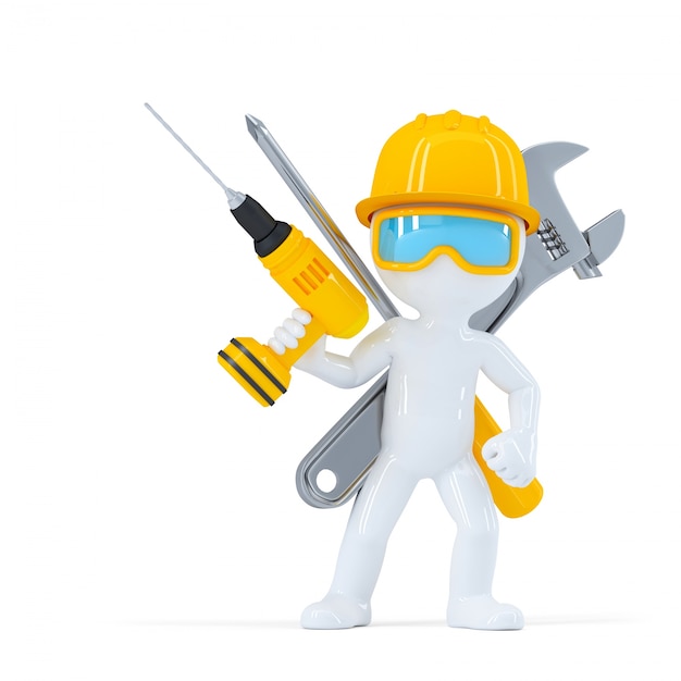 Construction worker/builder with tools Free Photo