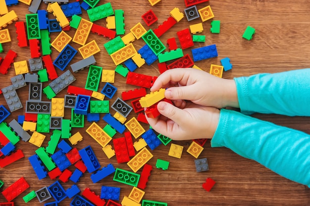 Premium Photo | Constructor children's toy. selective focus.