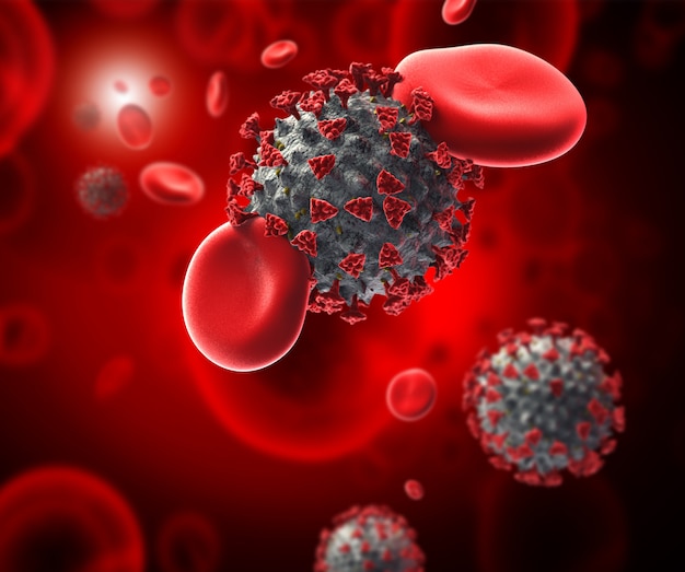 Premium Photo | Coronavirus covid-19 attacking red blood cells in the ...