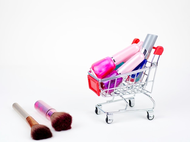 Premium Photo Cosmetic Shopping Online Concept On The White Background